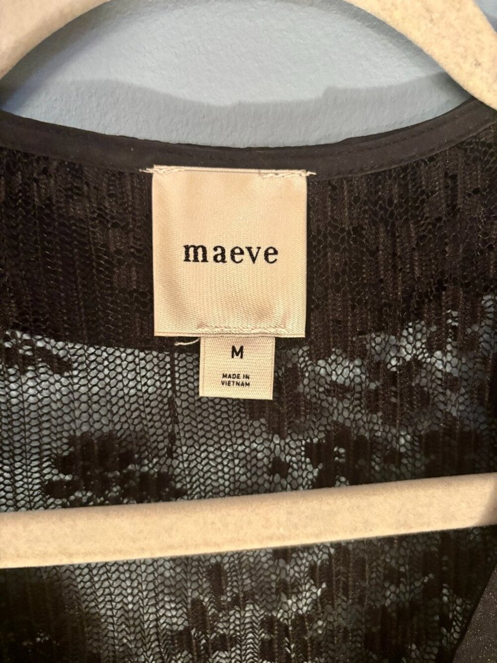 Maeve Short Sleeve Sheer Lace Babydoll Blouse M - Picture 5 of 5